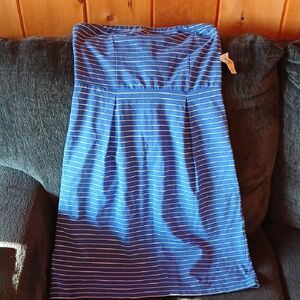 Old Navy Blue and White Strapless Dress